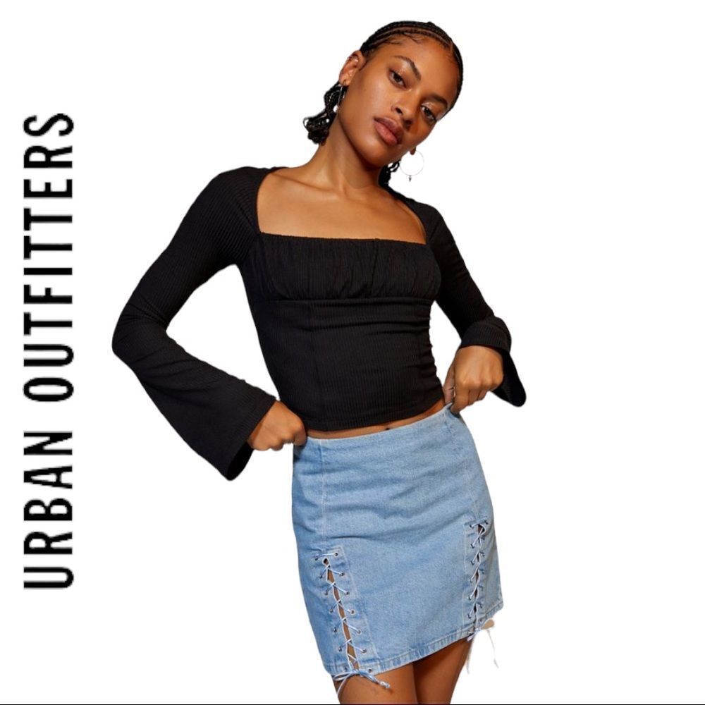 NEW Urban Outfitters UO Rebecca Lace- Up Denim Skirt S M L